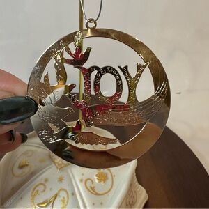 “Joy to the World” Christmas Ornament Gold-Tone Die-Cut Brass 1980